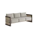 N2 three seater sofa in dark teak with woven design wraps around the chair product image