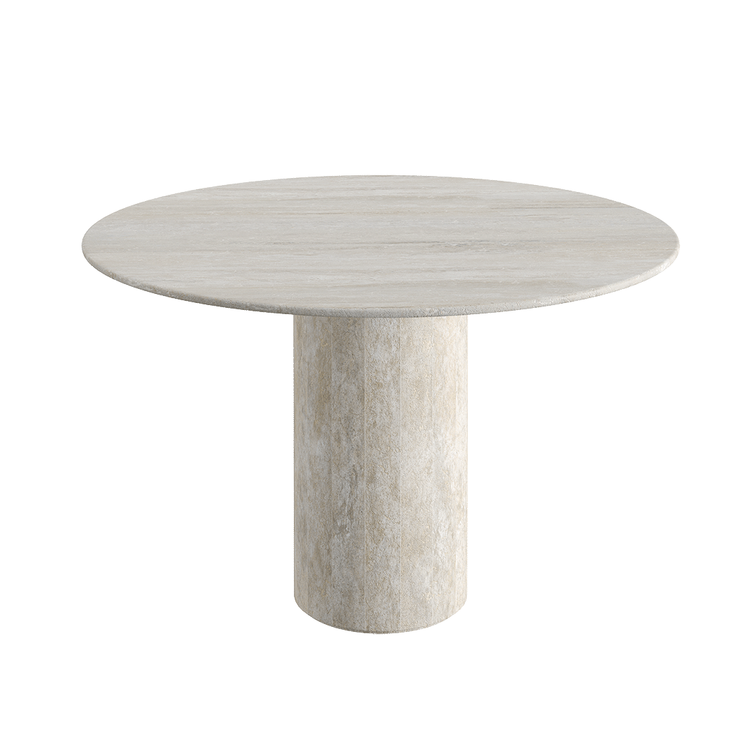 Golia White Travertine Dining Table 120cm