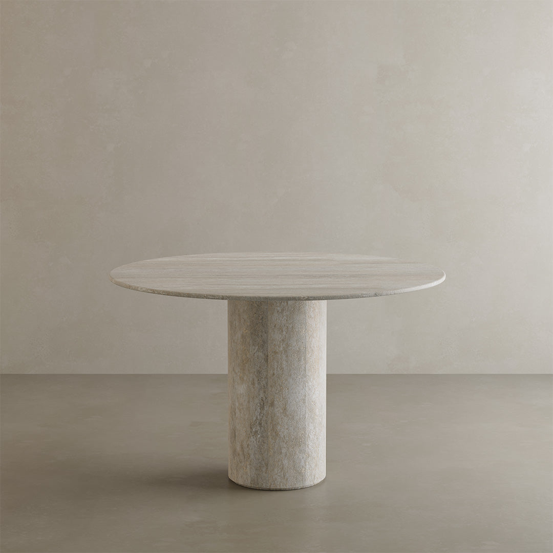 Golia White Travertine Dining Table 120cm
