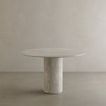 Golia White Travertine Dining Table 120cm
