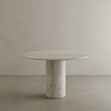 Golia White Travertine Dining Table 120cm