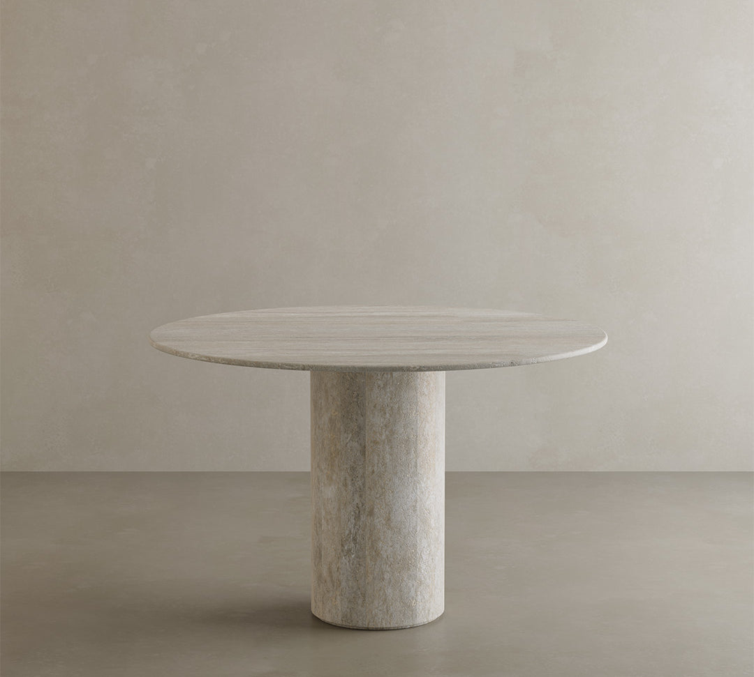 Golia White Travertine Dining Table 120cm