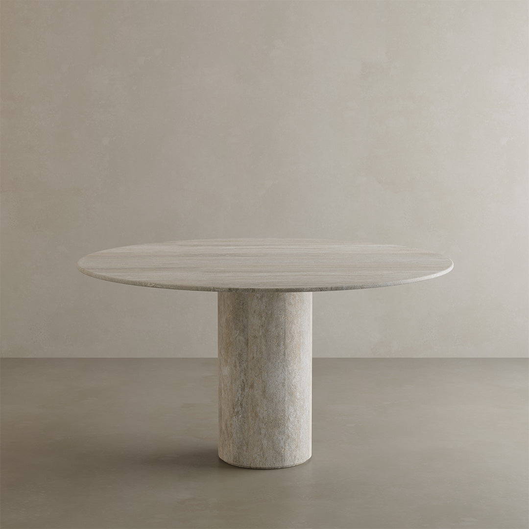 Golia White Travertine Dining Table 140cm