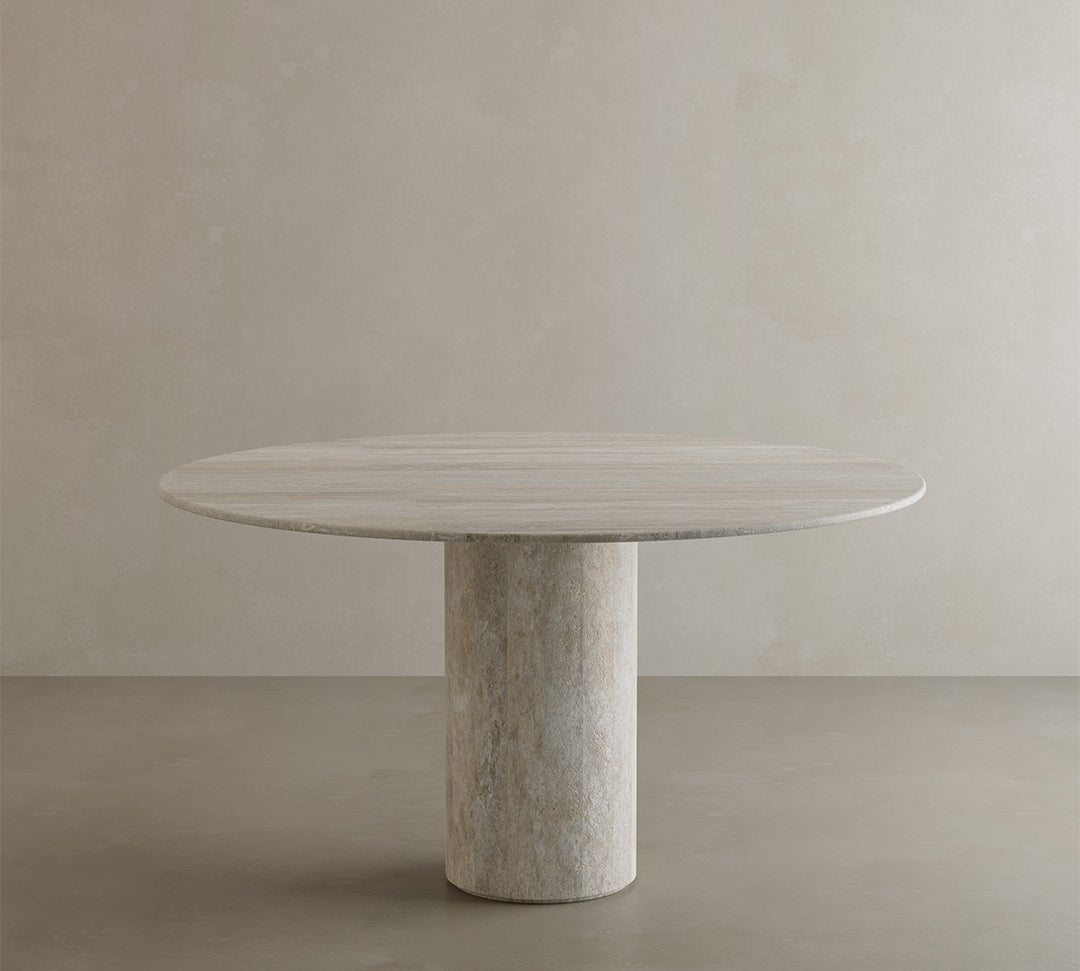 Golia White Travertine Dining Table 140cm
