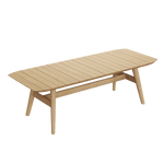 N1 luxury light teak outdoor furniture with mid century inspired rope detail garden 6 seater dining table