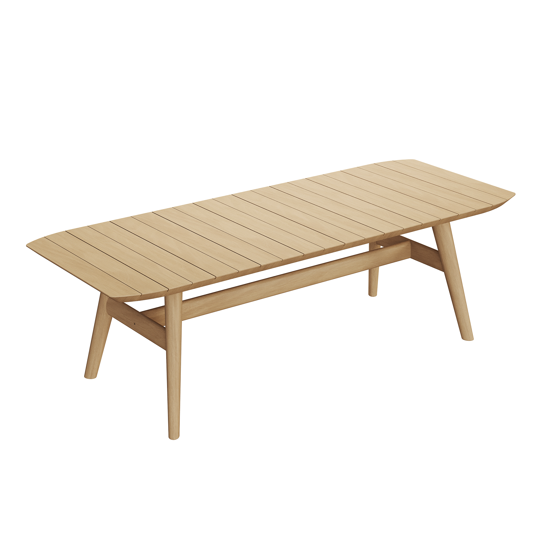 N1 luxury light teak outdoor furniture with mid century inspired rope detail garden 6 seater dining table