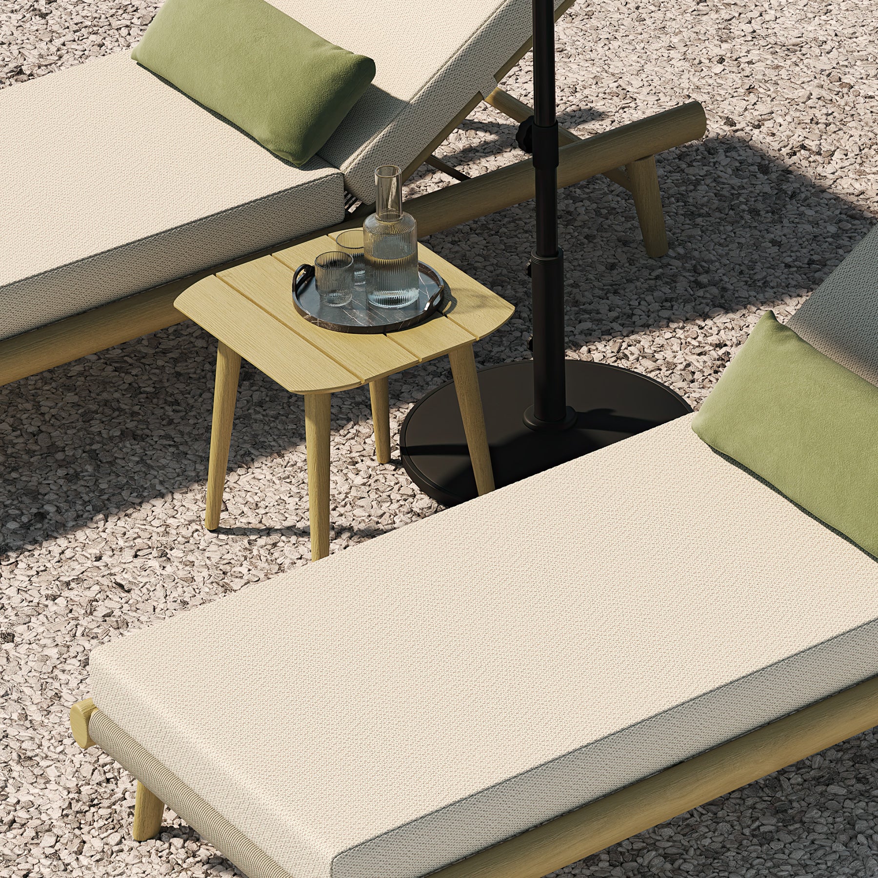Sun Lounger Light Teak Side Table