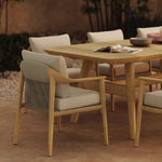 N1 light teak outdoor dining furniture close up