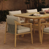 N1 light teak outdoor dining furniture close up