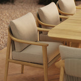 N1 light teak outdoor dining furniture close up