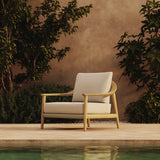 N1 Lounge Chair Light Teak Wood Oatmeal Textured Weave