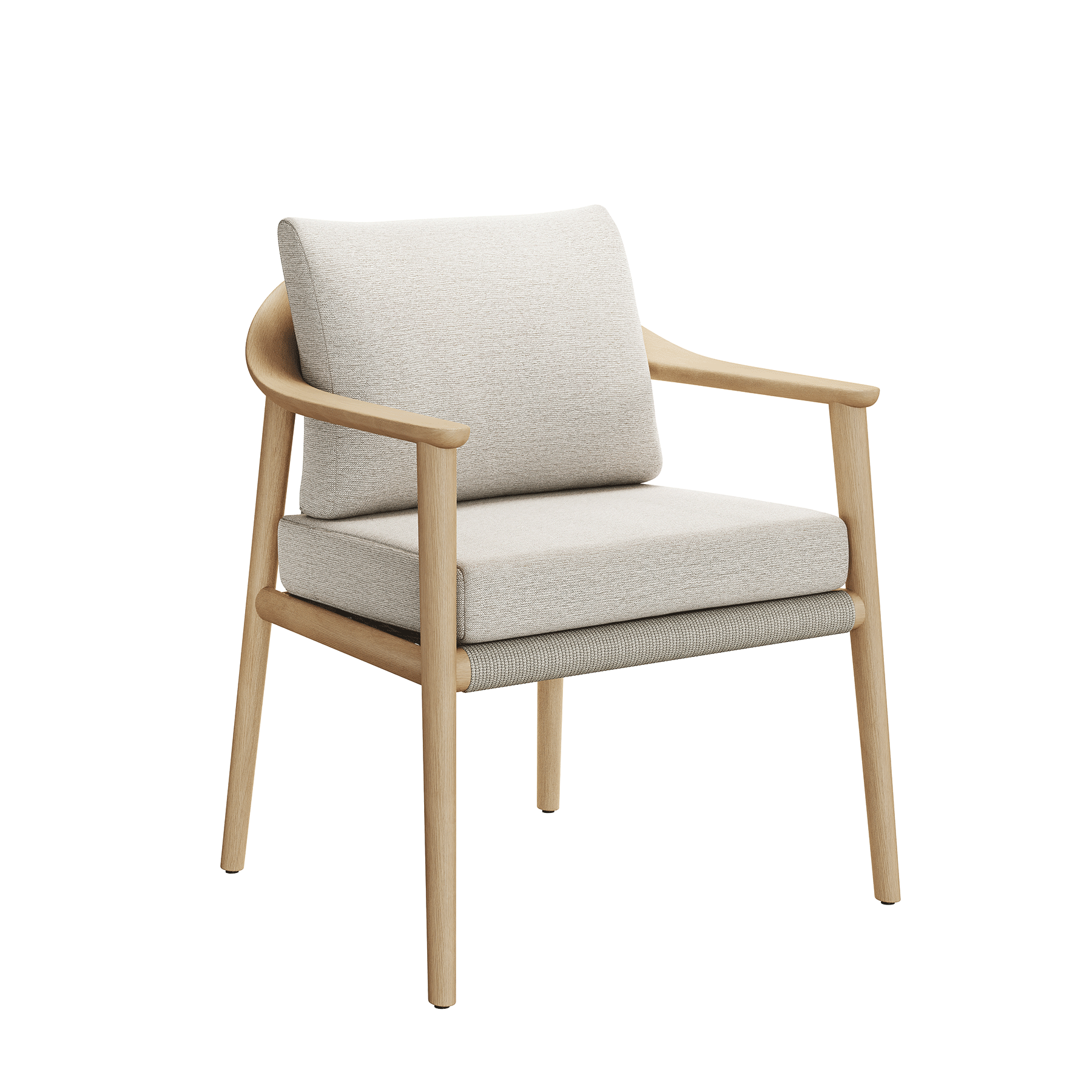 N1 luxury light teak outdoor furniture with mid century inspired rope detail garden dining chair