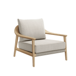 N1 luxury light teak outdoor furniture with mid century inspired rope detail garden lounge chair