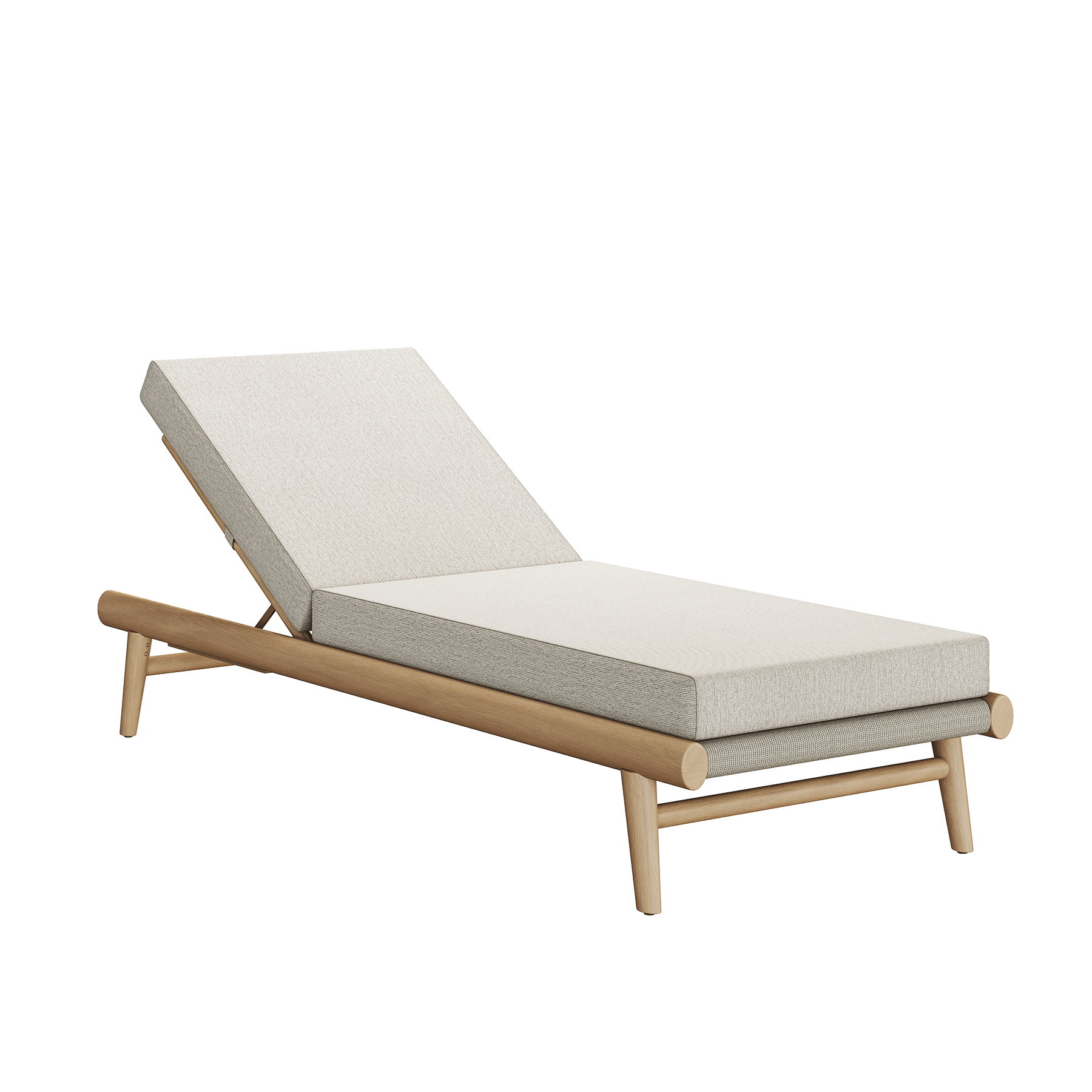 N1 luxury light teak outdoor furniture with mid century inspired rope detail garden sun lounger