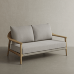 N1 Two Seater Sofa Light Teak Oatmeal Textured Weave Teak Wood