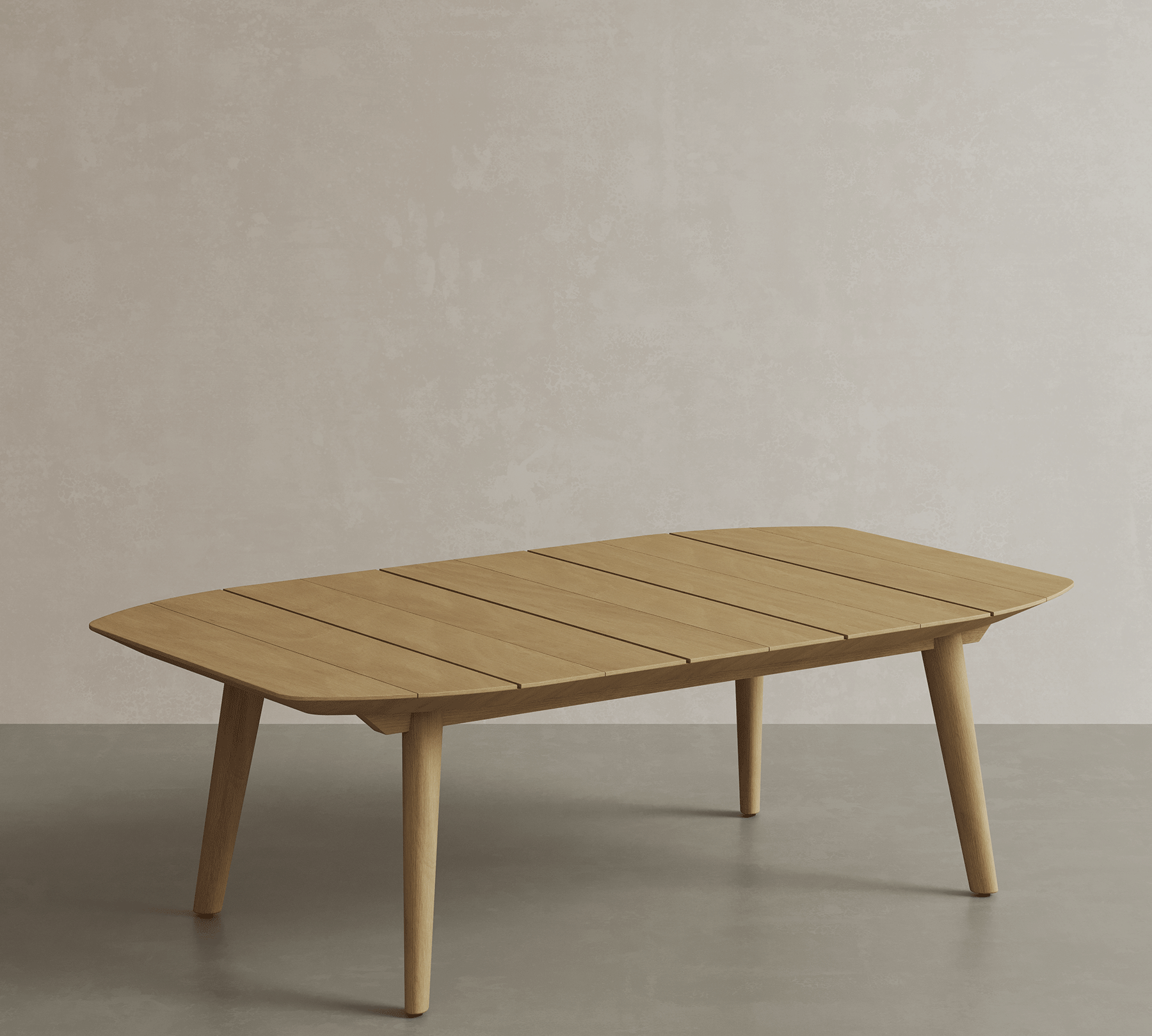 N1 Coffee Table Light Teak Oatmeal Textured Weave Teak Wood