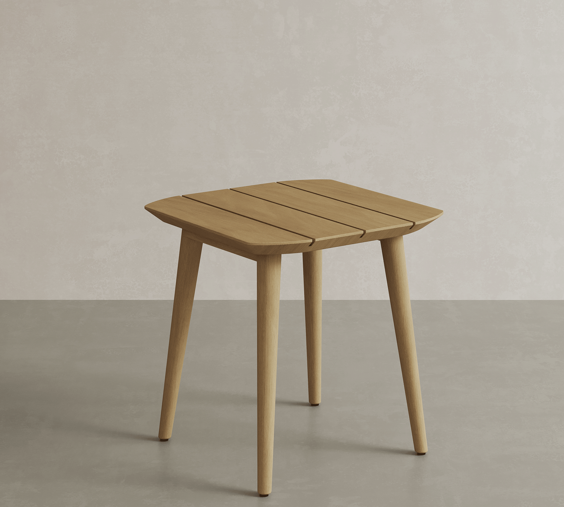N1 Side Table Light Teak Oatmeal Textured Weave Teak Wood