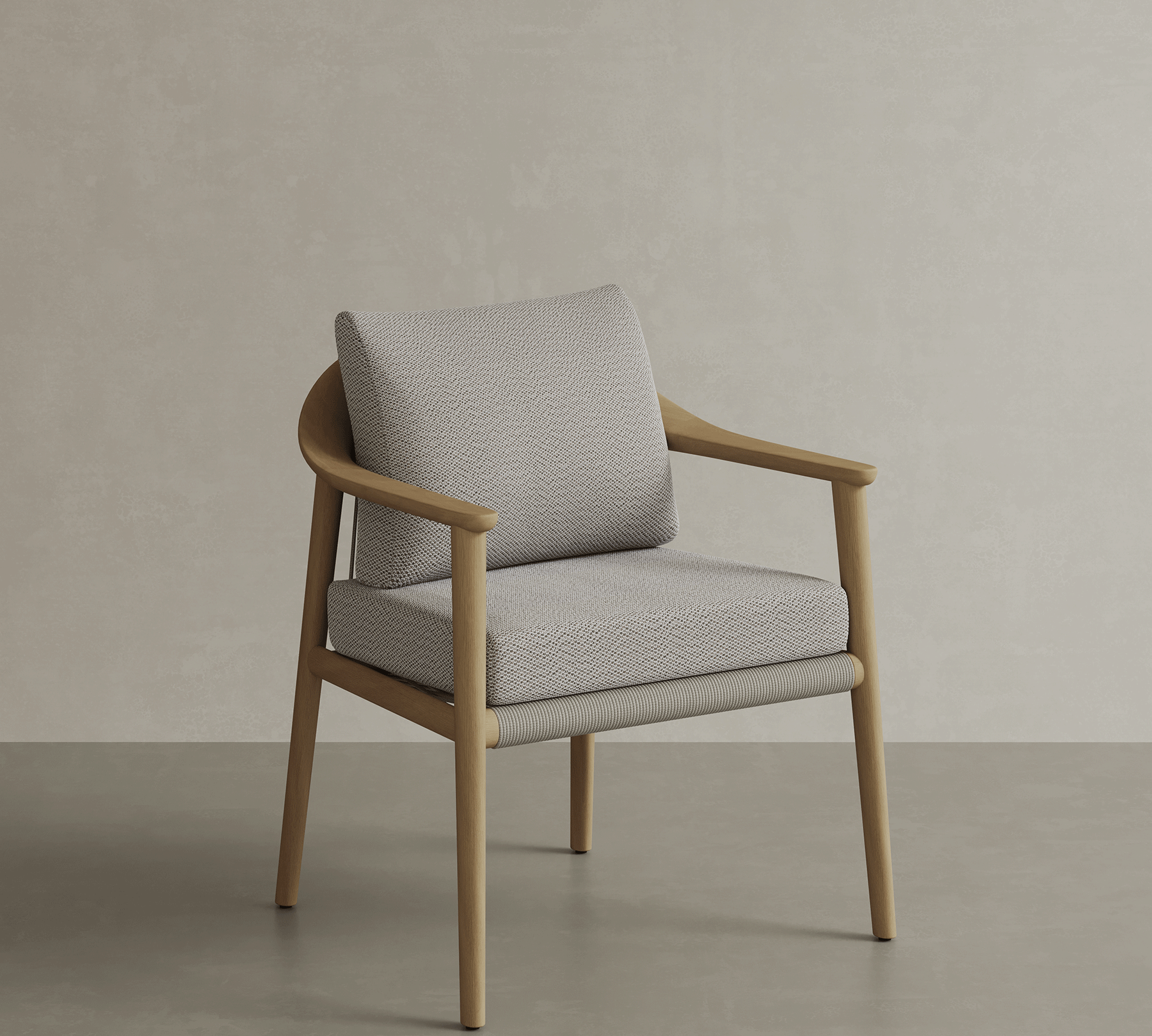 N1 Dining Chair Light Teak Oatmeal Textured Weave Teak Wood