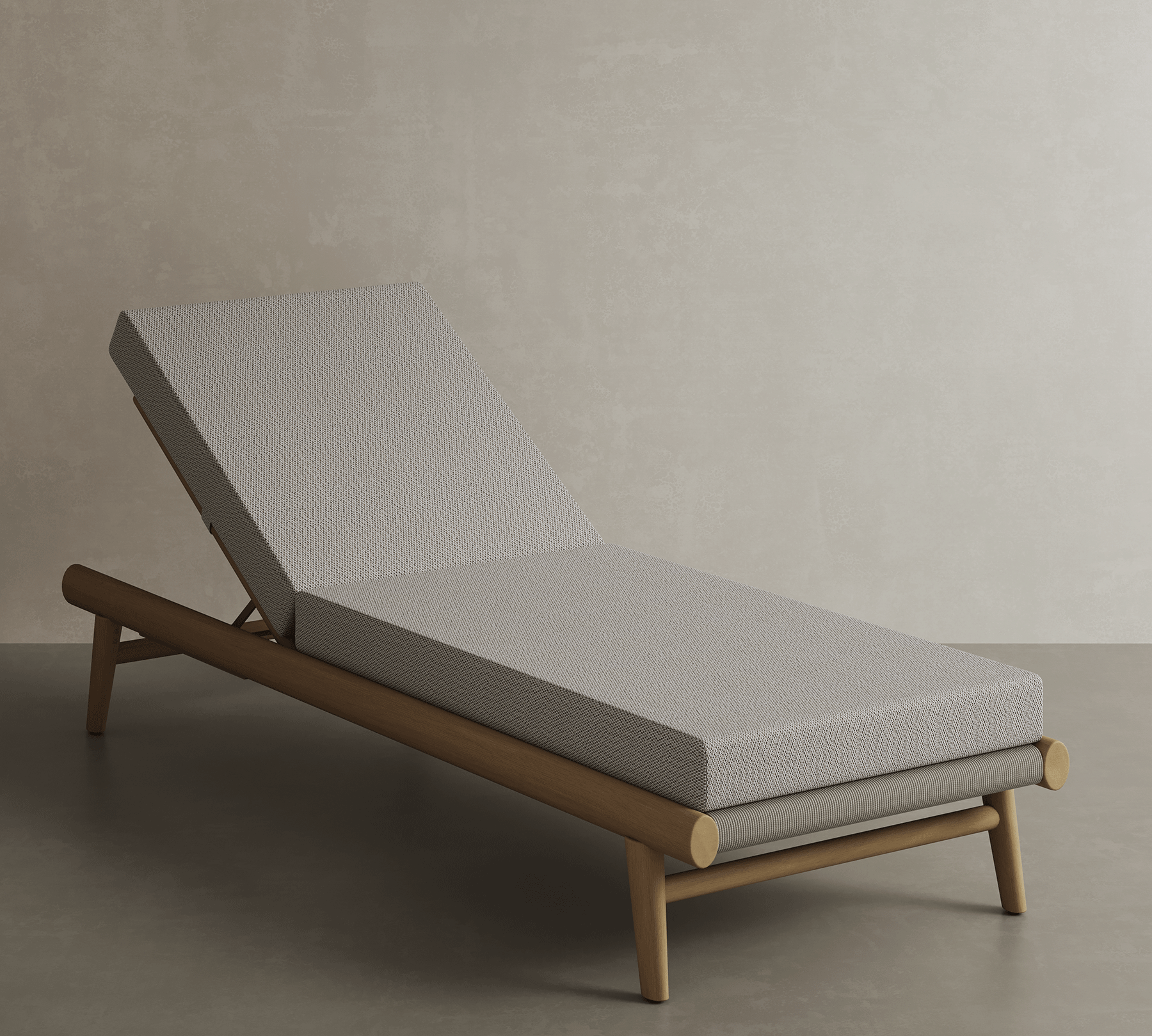 N1 Sun Lounger Light Teak Oatmeal Textured Weave Teak Wood