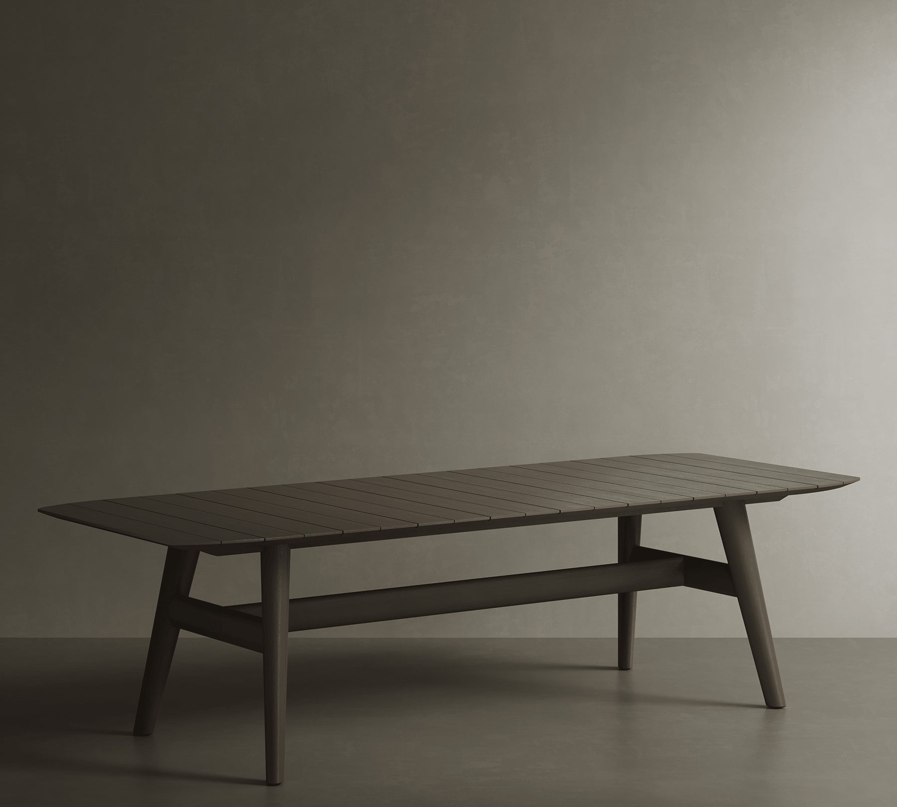 N1 Six Seater Dining Table Dark Teak Rope Detailing Teak Wood Coal Textured Weave