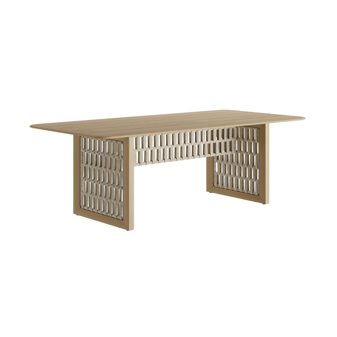 N2 light dining table hand laced weave detail product image