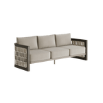 N2 Three Seater Sofa Dark Teak Rope Detailing Desert Canvas Aluminium Teak Wood