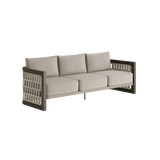 N2 Three Seater Sofa Dark Teak Rope Detailing Desert Canvas Aluminium Teak Wood