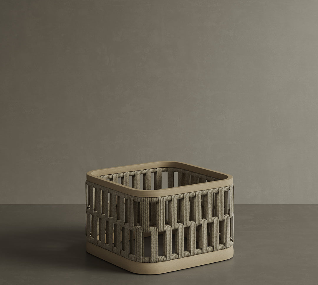 N2 Light Teak Planter Small Rope Detailing Teak Wood Aluminium