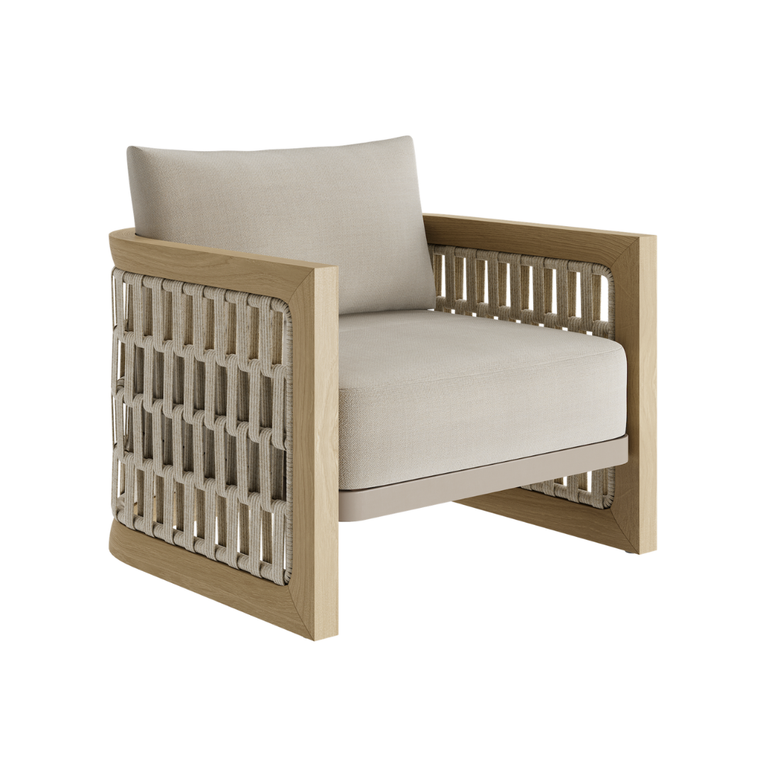 N2 Lounge Chair Light Teak Desert Canvas Aluminium Teak Wood