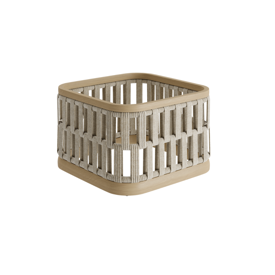 N2 planter light teak outdoor furniture with modern rattan rope detail 