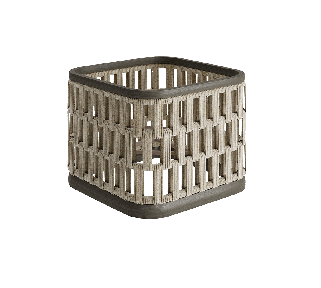N2 medium planter dark teak outdoor furniture with modern rattan rope detail product image