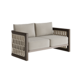 N2 two seater sofa dark teak outdoor furniture with modern rattan rope detail product image