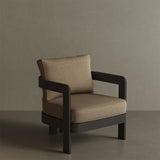 A contemporary N3 Kohl Wheat canvas lounge chair, featuring soft, durable fabric with a warm, neutral wheat tone. The sleek design and sturdy frame offer both comfort and modern style, making it a perfect addition to any outdoor or indoor lounge area. Its clean lines and versatile colour enhance the overall aesthetic of the space.