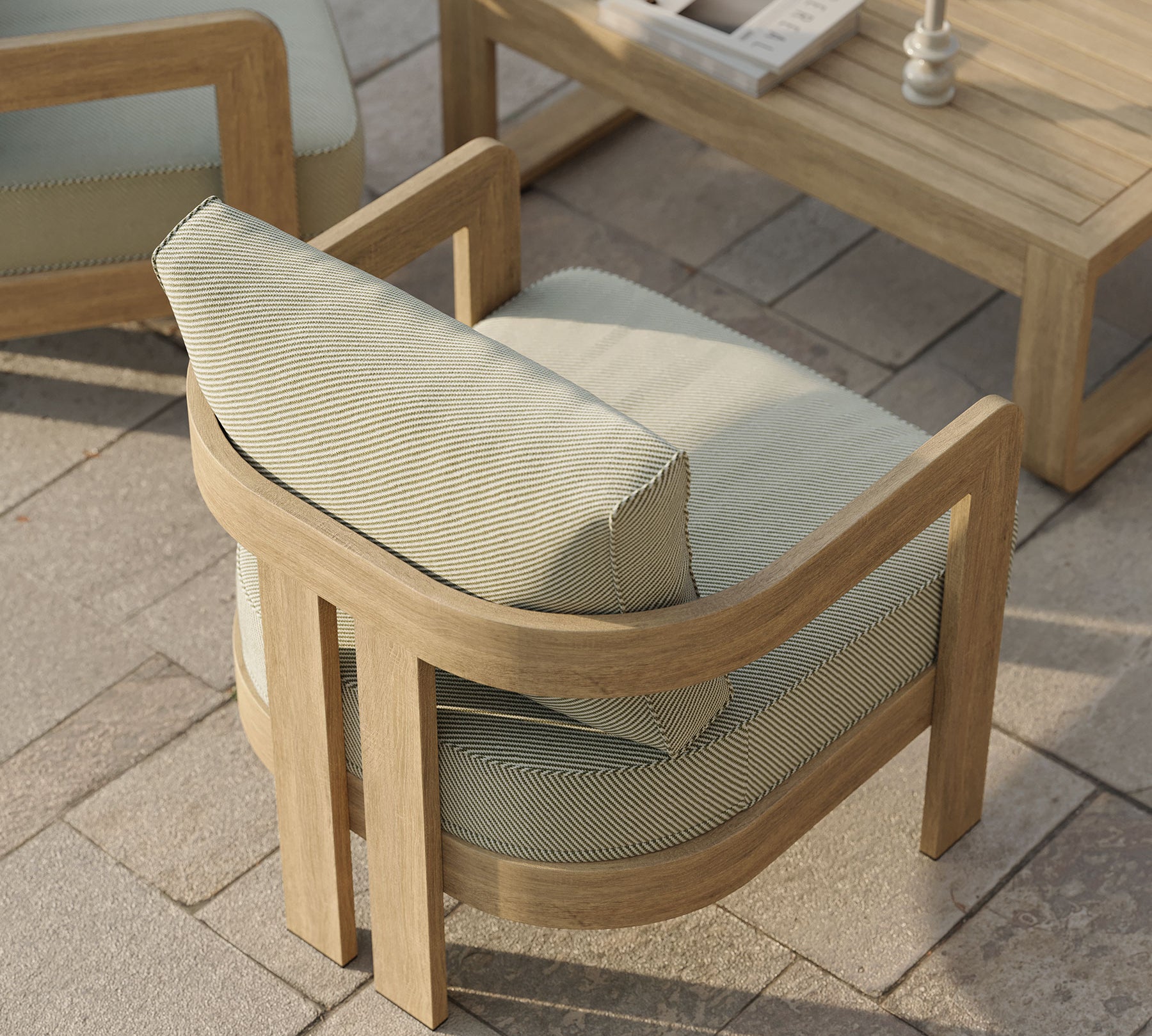 N3 Oak Lounge Chair in Sage Twill life style image