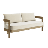 N3 Oak Three Seater Sofa Pearl Herringbone