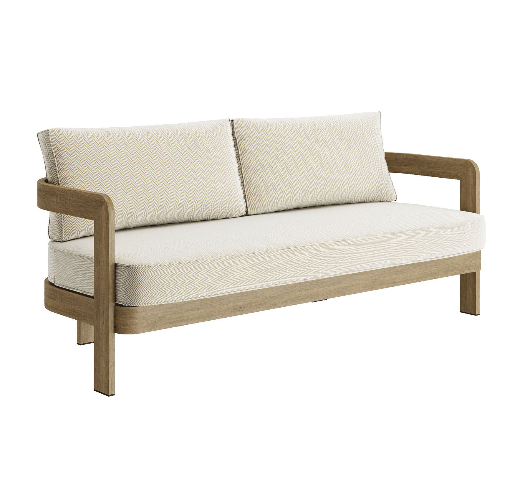 N3 Three Seater Sofa Oak Pearl Herringbone Aluminium