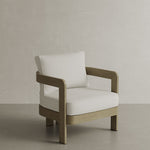 N3 Lounge Chair in Oak Cirrus Textured Weave, featuring soft, durable fabric with a unique textured weave in a warm oak colour. The chair is supported by a sleek aluminium frame, offering a contemporary design that combines comfort, style, and durability for both indoor and outdoor use.