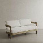 N3 Oak Cirrus Textured Weave Sofa, showcasing a soft, weather-resistant fabric with a subtle textured weave in a light oak hue. The sofa’s contemporary design is complemented by a strong, minimalist frame, blending comfort and sophistication to create a statement piece perfect for both indoor and outdoor settings.