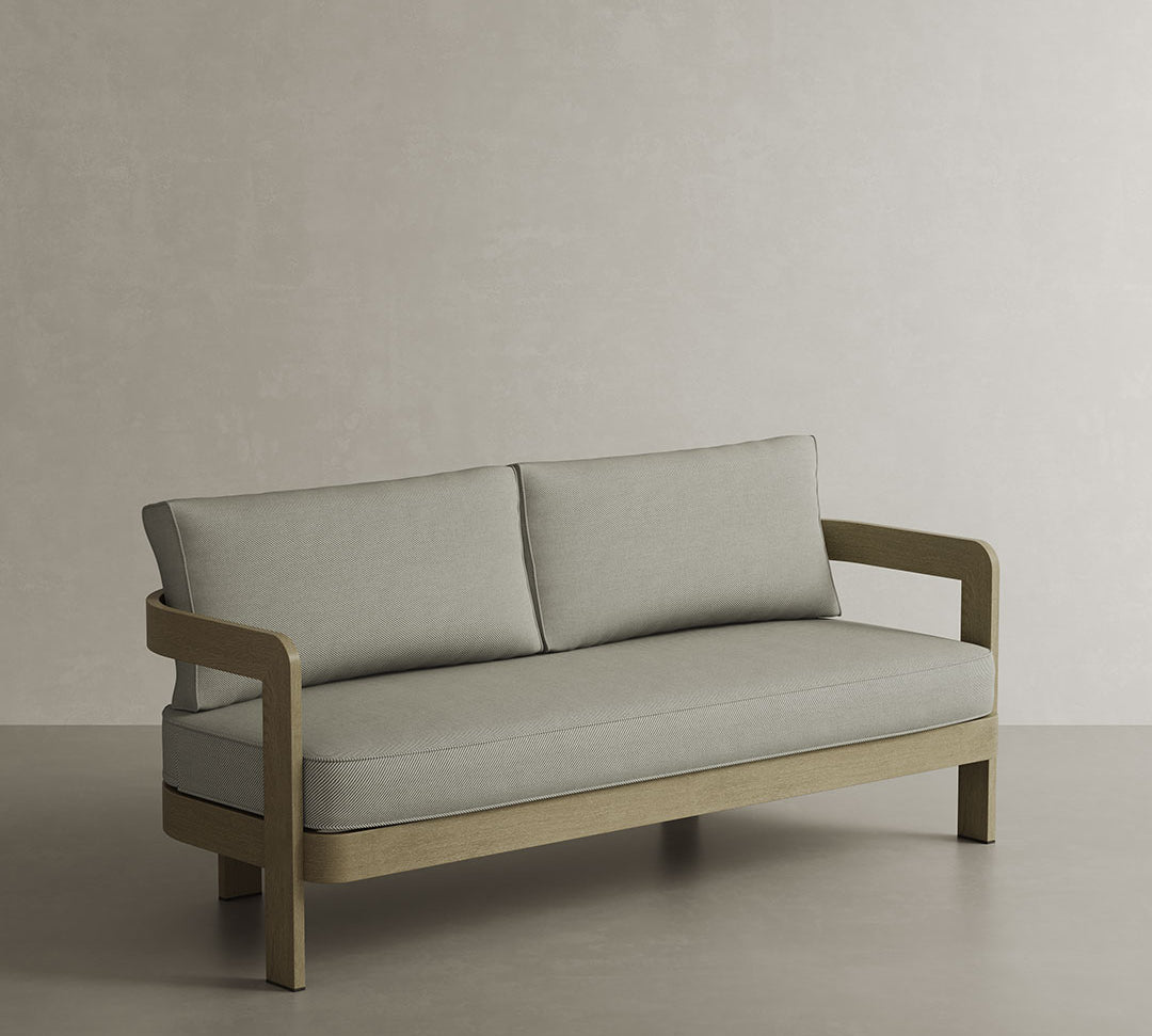N3 Three-Seater Sofa in Sage Twill, featuring a soft, inviting fabric in a soothing sage green with a subtle twill texture. The sofa’s rounded, contemporary shape offers a relaxed yet refined look, with a sturdy frame that promises lasting comfort and style, making it the perfect addition to any space seeking warmth and elegance.