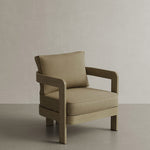 N3 Oak Lounge Chair in Wheat Canvas, featuring soft, durable fabric in a warm wheat tone. The chair is set against a stylish backdrop, highlighting its contemporary design with a sturdy oak frame, perfect for creating a comfortable and inviting atmosphere in any indoor or outdoor setting.