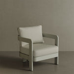 N3 Taupe Pearl Herringbone lounge chair, featuring soft, durable fabric in a taupe and pearl colour with a subtle herringbone pattern. The chair is supported by a sleek aluminium frame, combining comfort and modern style, ideal for both indoor and outdoor settings.