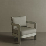 N3 Taupe Sage Twill lounge chair, featuring soft, durable fabric in a subtle taupe and sage blend. The chair is supported by a sleek aluminium frame, offering a modern design that combines comfort and elegance, perfect for both indoor and outdoor settings.