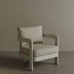 N3 Taupe Sand canvas lounge chair, featuring soft, durable fabric in a subtle taupe sand colour. The chair is supported by a sleek aluminium frame, offering a modern design that combines comfort and style, ideal for both indoor and outdoor use.