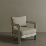 N3 Taupe Sand canvas lounge chair, featuring soft, durable fabric in a subtle taupe sand colour. The chair is supported by a sleek aluminium frame, offering a modern design that combines comfort and style, ideal for both indoor and outdoor use.