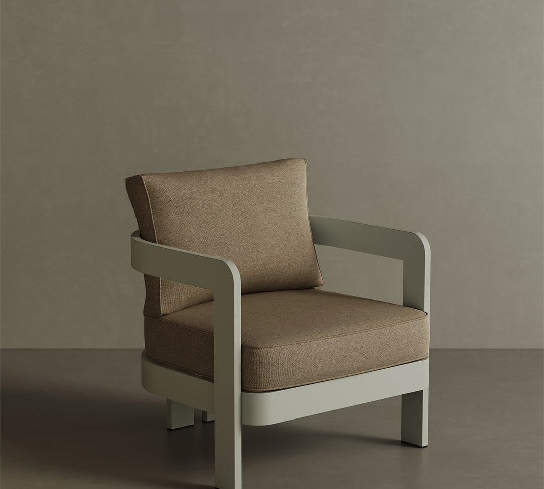 A stylish N3 Taupe Wheat canvas lounge chair, featuring soft, durable fabric in a warm, neutral taupe wheat colour. The chair's sleek design and sturdy frame offer both comfort and modern elegance, making it a perfect addition to any outdoor or indoor lounge area. Its versatile colour complements a variety of settings, providing a sophisticated touch.