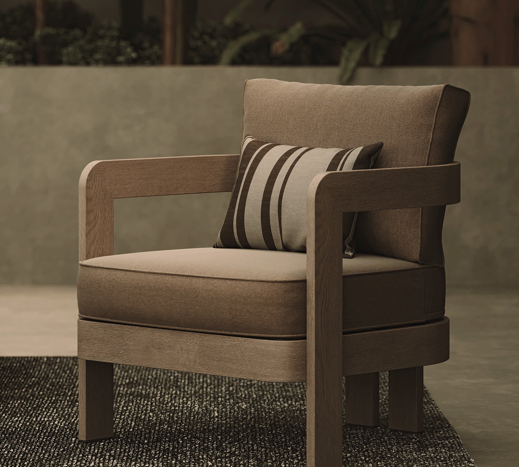 N3 Oak Lounge chair Wheat Canvas lifestyle image