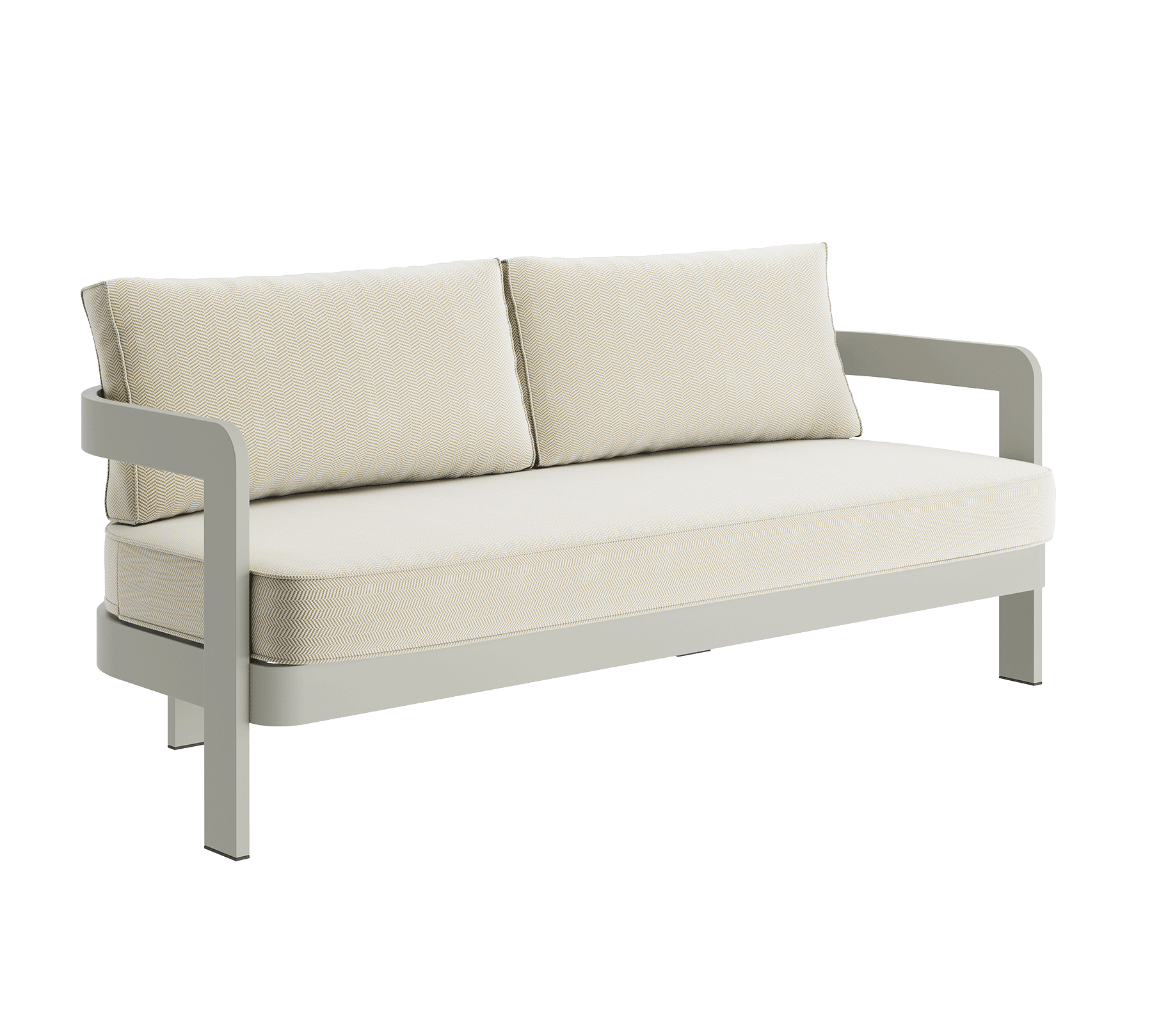 N3 Three Seater Sofa Taupe Pearl Herringbone Aluminium