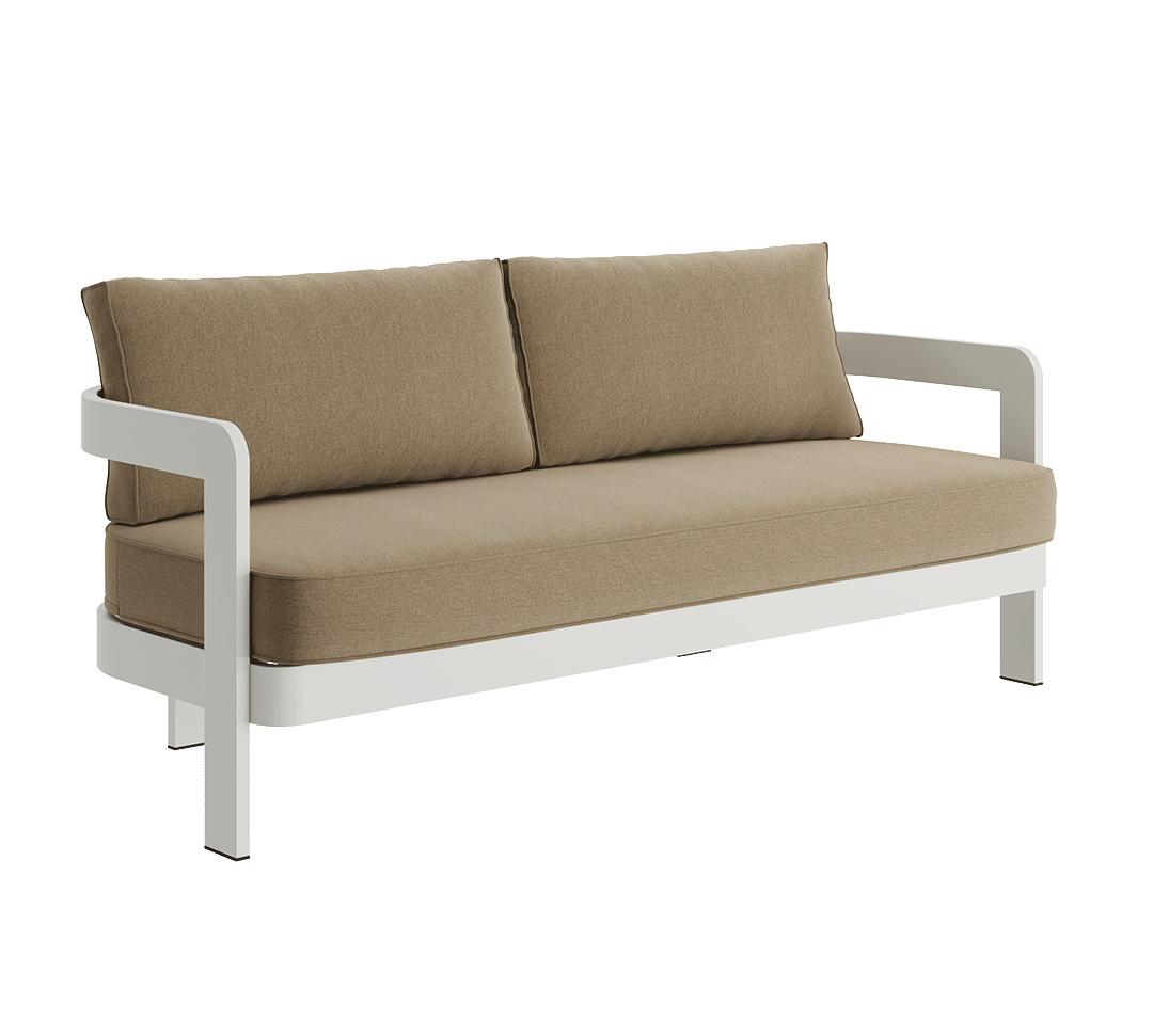 N3 Three Seater Sofa Taupe Wheat Canvas Aluminium