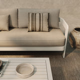 Three Seater Sofa Sand Canvas Stone Coffee Table Almond Rug