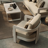 Three Seater Sofa Lounge Chair Sand Canvas Stone Coffee Table Almond Rug